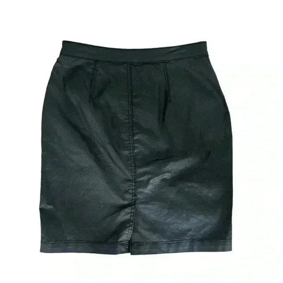 Banana Republic Women's Midi Black Faux Leather Skirt Zipper Size 6 - Picture 2 of 6
